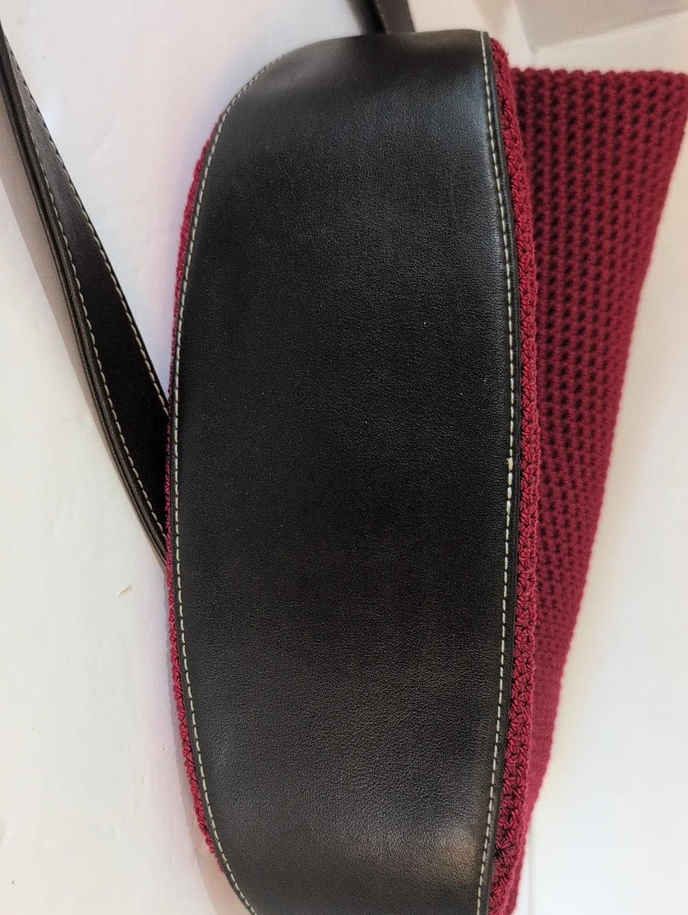 The Sak Women's Crochet Shoulder Bag in Crimson And Brown Faux Leather